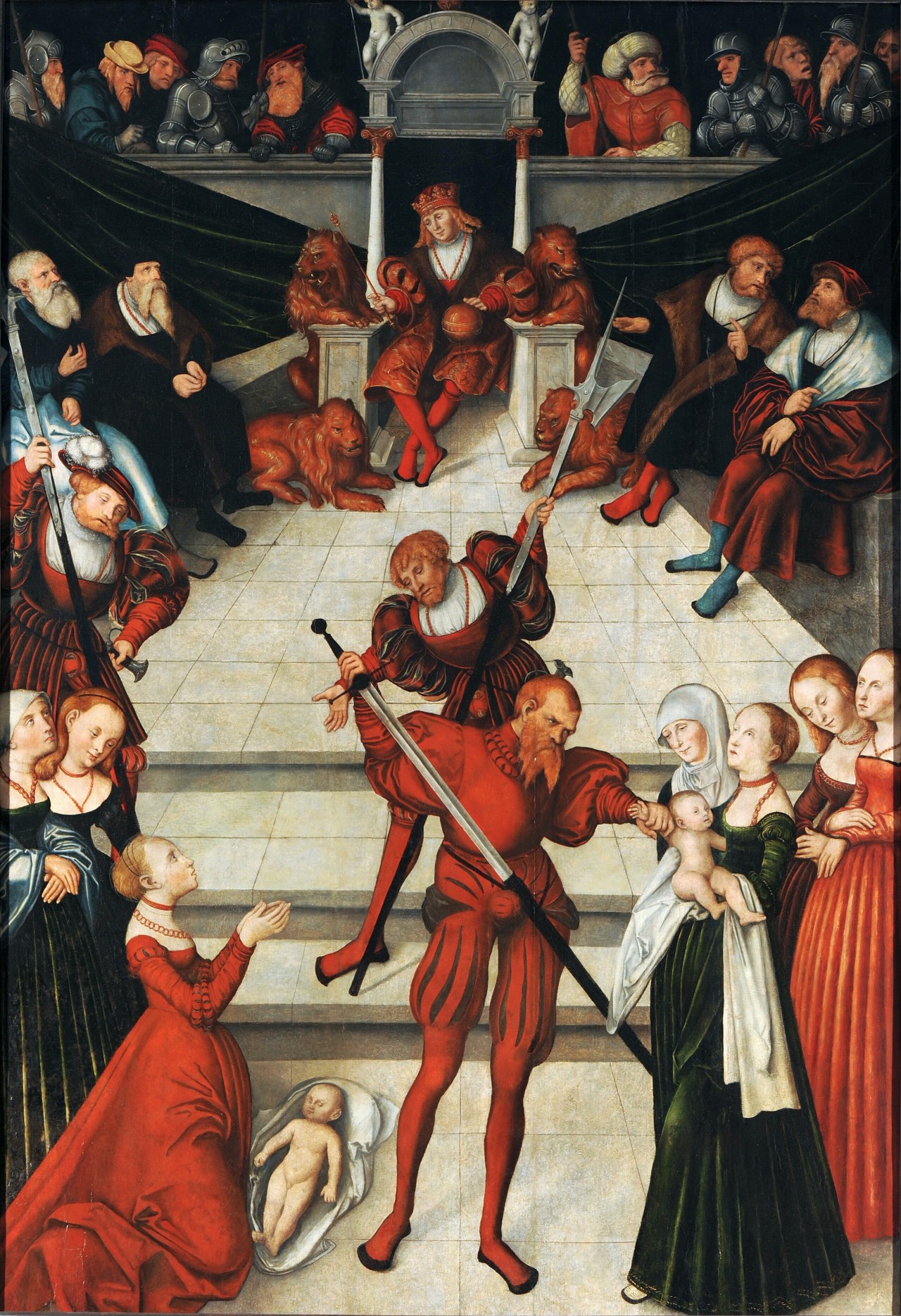 Bottega di Lucas Cranach il Vecchio  Il Giudizio di Salomone, 1537 c.a.  Olio su tavola, cm 206,5 x 142   Berlino, Gemäldegalerie (Creative commons)